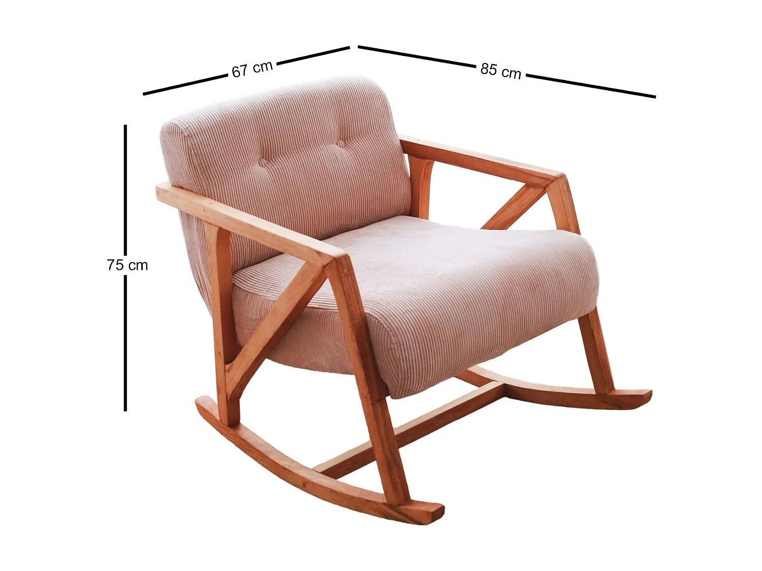 Edler Samtsessel, Rosa, 67 x 85 x 75 cm | 100 % Samtstoff, Holzbeine, stilvolles Design für Wohnzimmer und Schlafzimmer | bequeme Sitzgelege