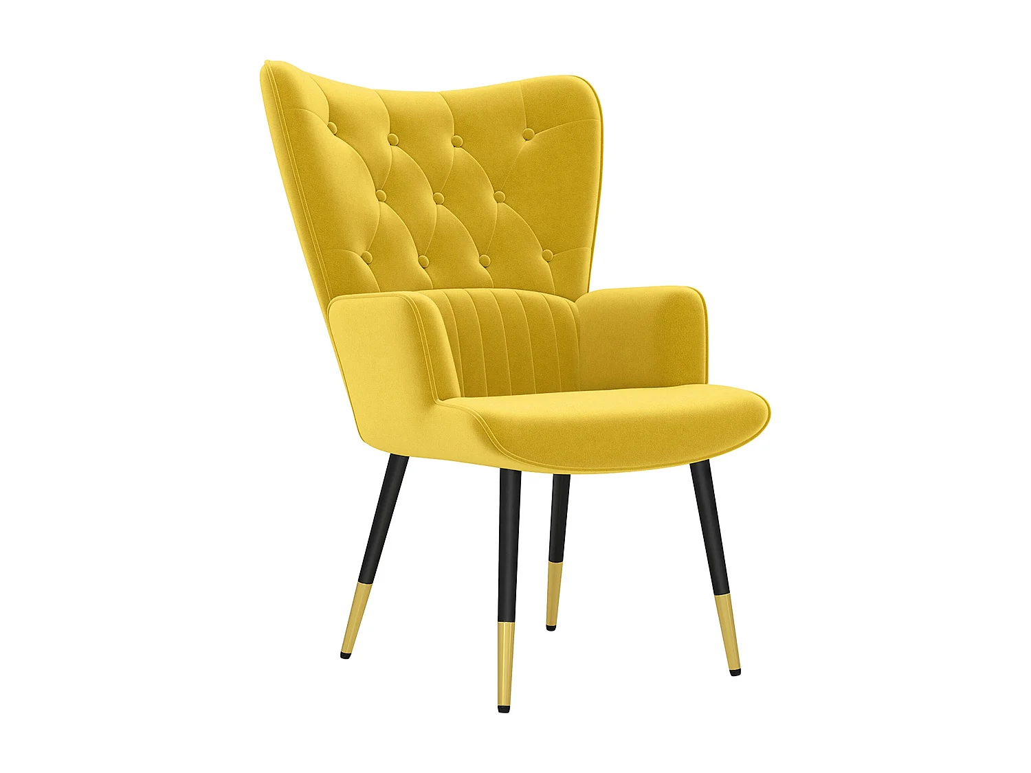 Butaca Stela Homcom tapizado en terciopelo amarillo 103x68x72 cm