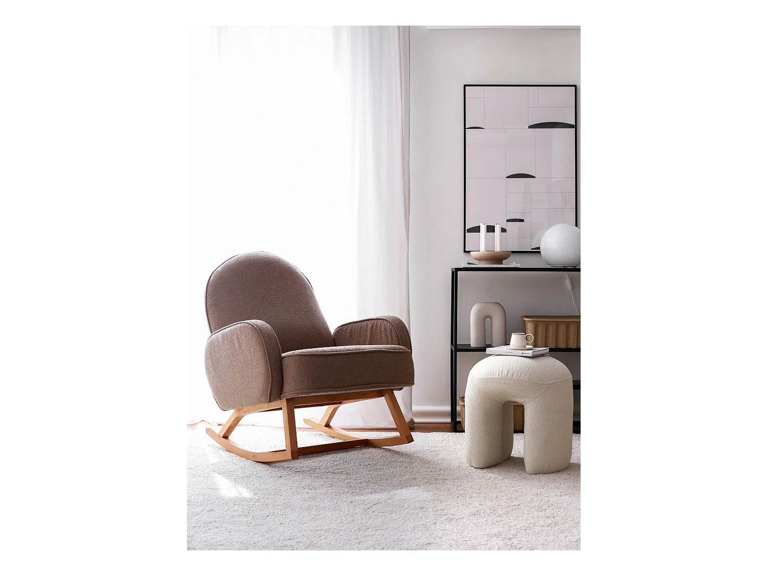 Mecedora Altadena 573, 91x78x75cm, Marrón, Tapiz, Madera, De madera