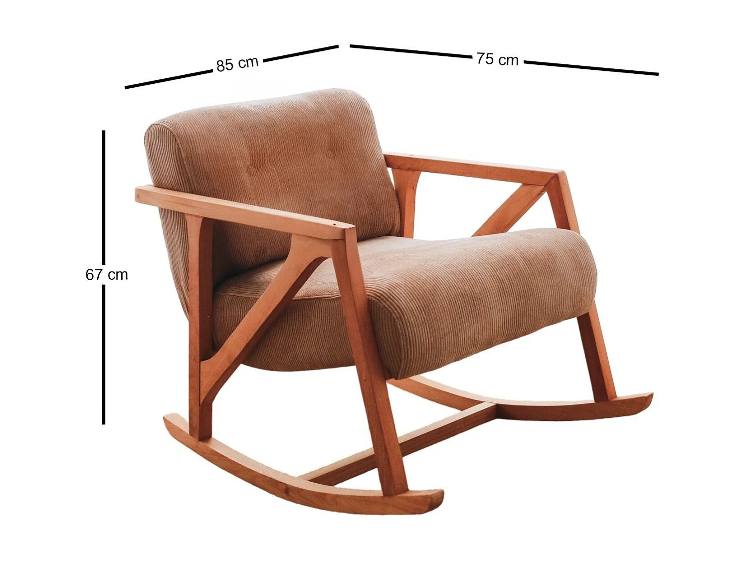 Mecedora Altadena 539, De color marrón claro, 67x85x75cm