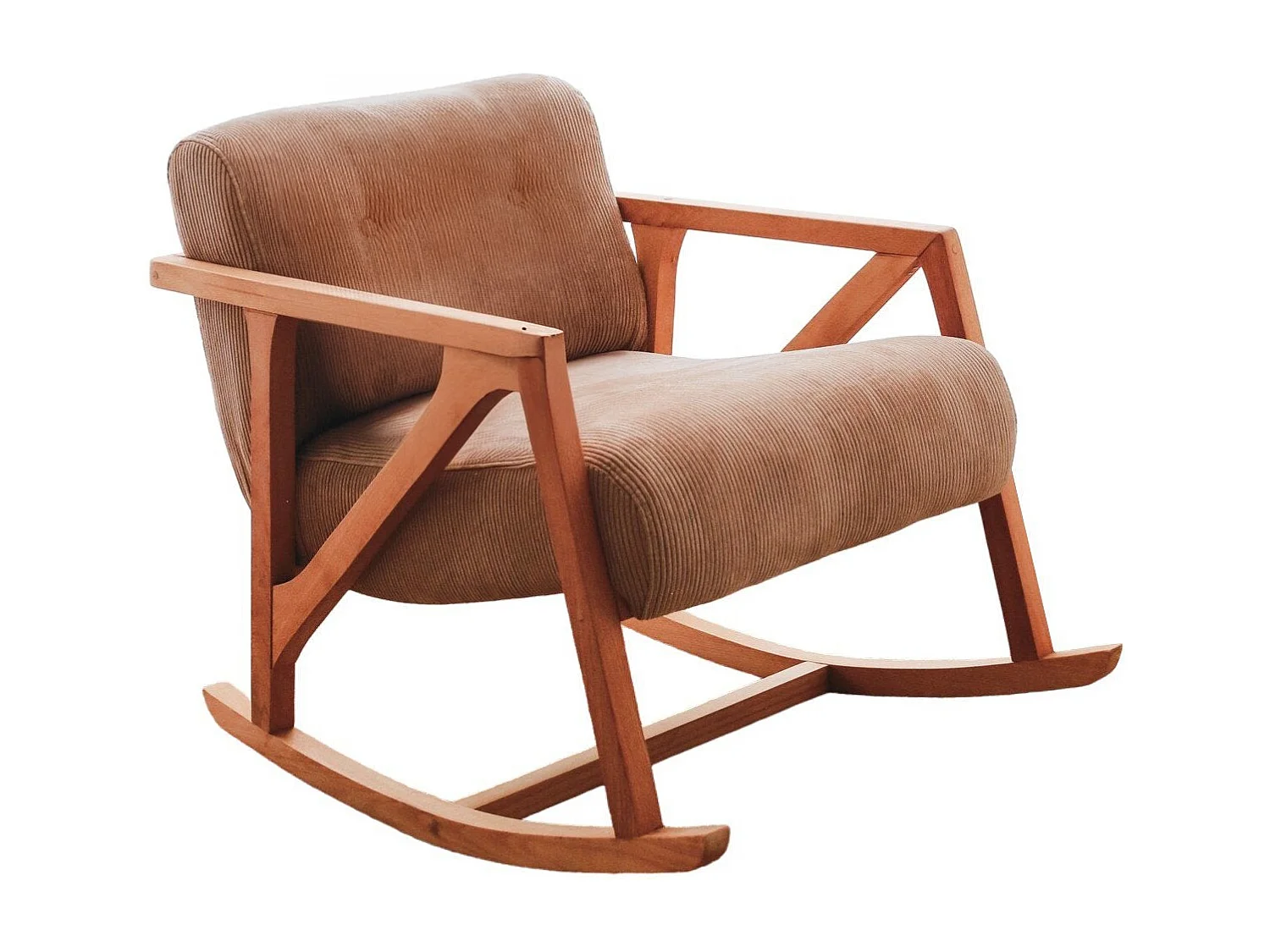 Eleganter Samtsessel, Kamelfarbe, 85 x 75 x 67 cm | 100 % Samtstoff, Holzbeine, elegant und bequem für Wohnzimmer und Büro