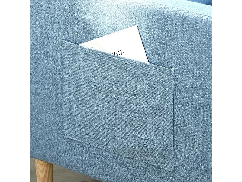 Poltrona Dool Azul em Tecido Premium com Bolsos Laterais - Design Nórdico Elegante