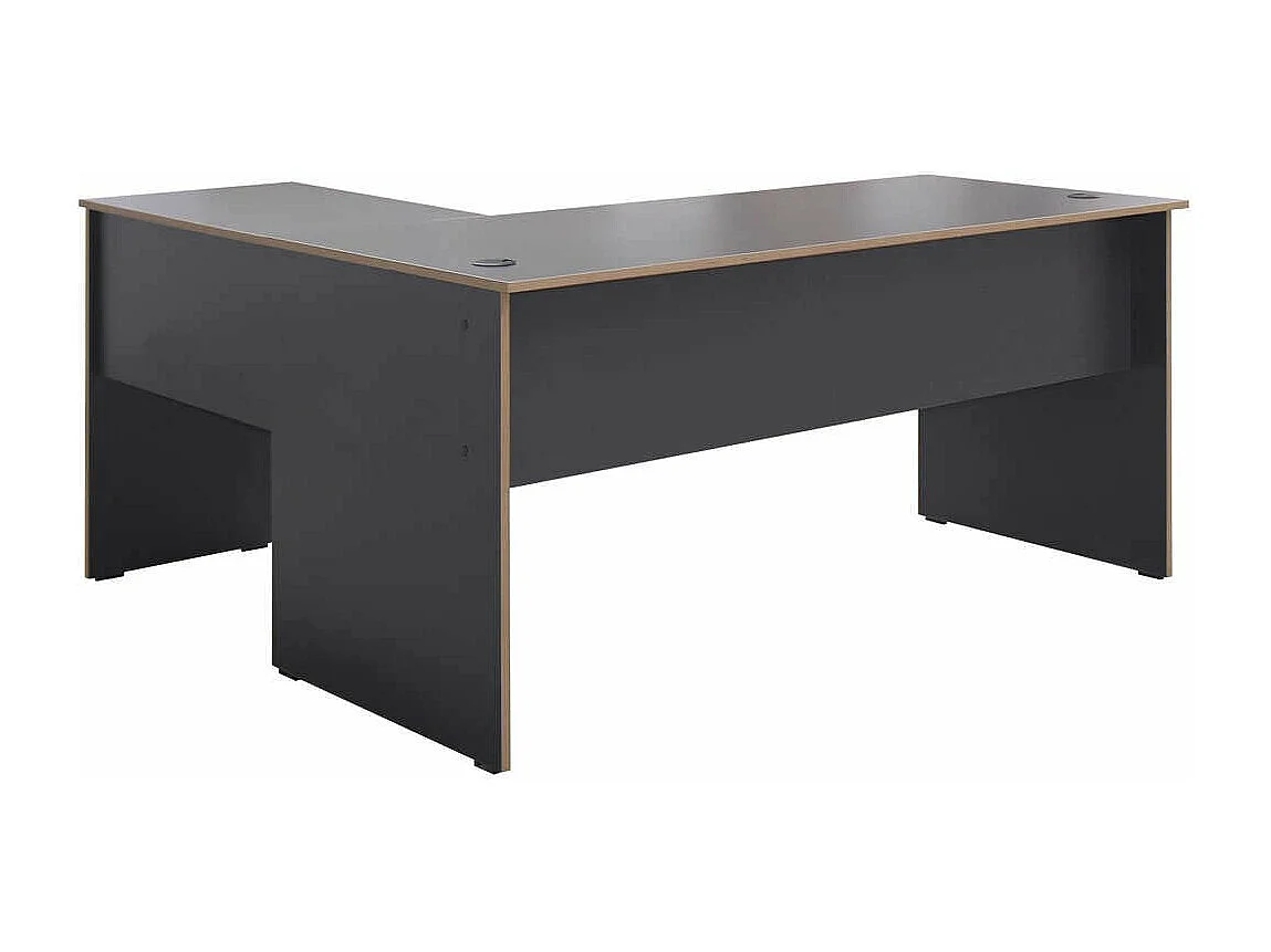 Secretária de Canto Executive - Design Moderno em Antracite e Carvalho - 160 x 75 x 144 cm