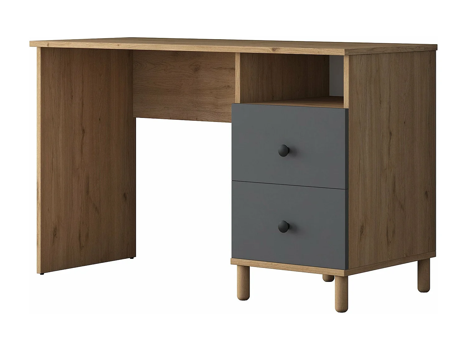 Secretária de Estudo Moderna "Grand" em Nogueira e Antracite - 120x50x73,8 cm