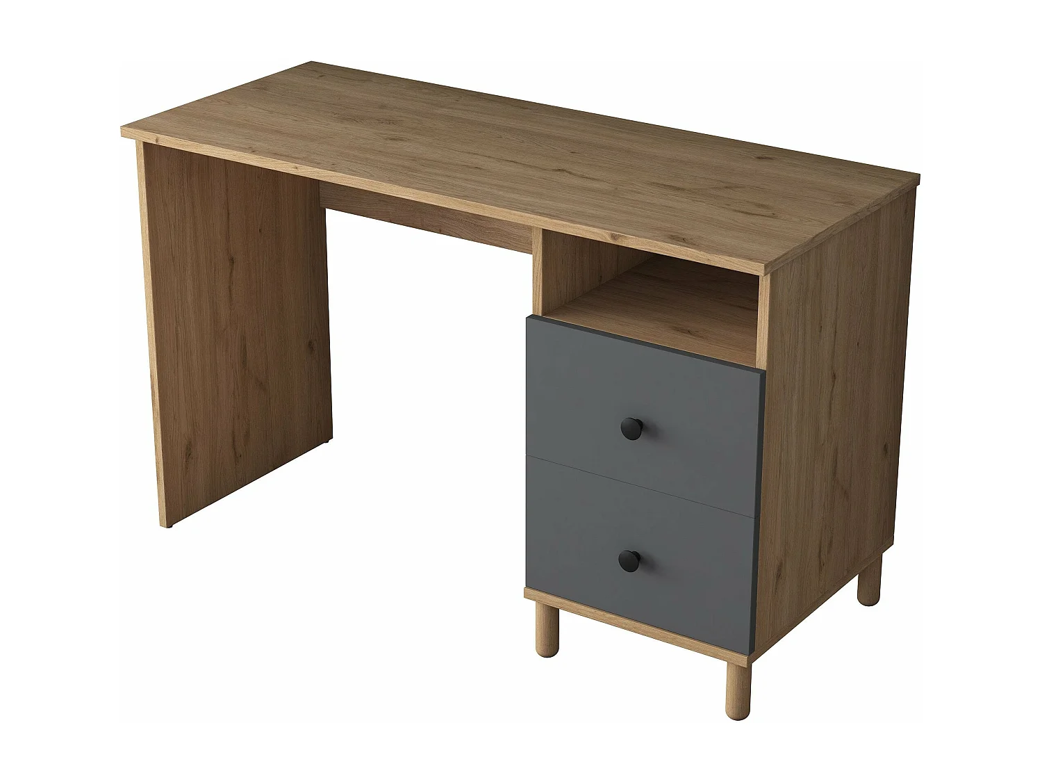 Secretária de Estudo Moderna "Grand" em Nogueira e Antracite - 120x50x73,8 cm