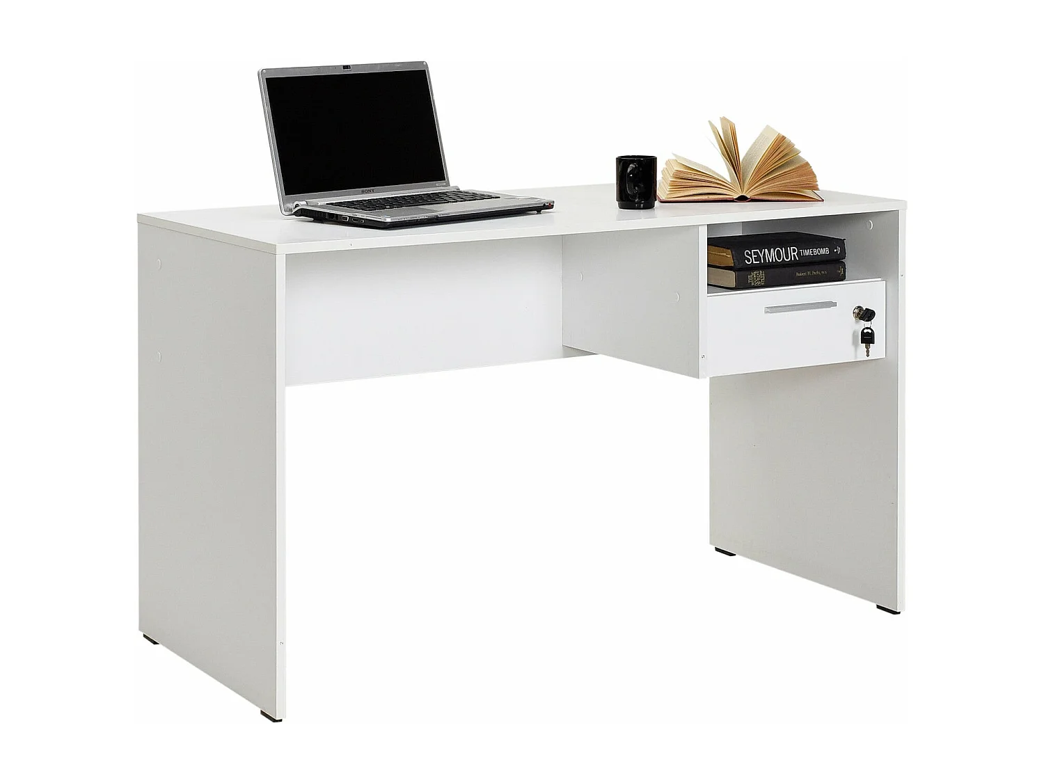 Secretária Moderna "Simple" com Gaveta - 120 x 75 x 60 cm - Elegante Branco