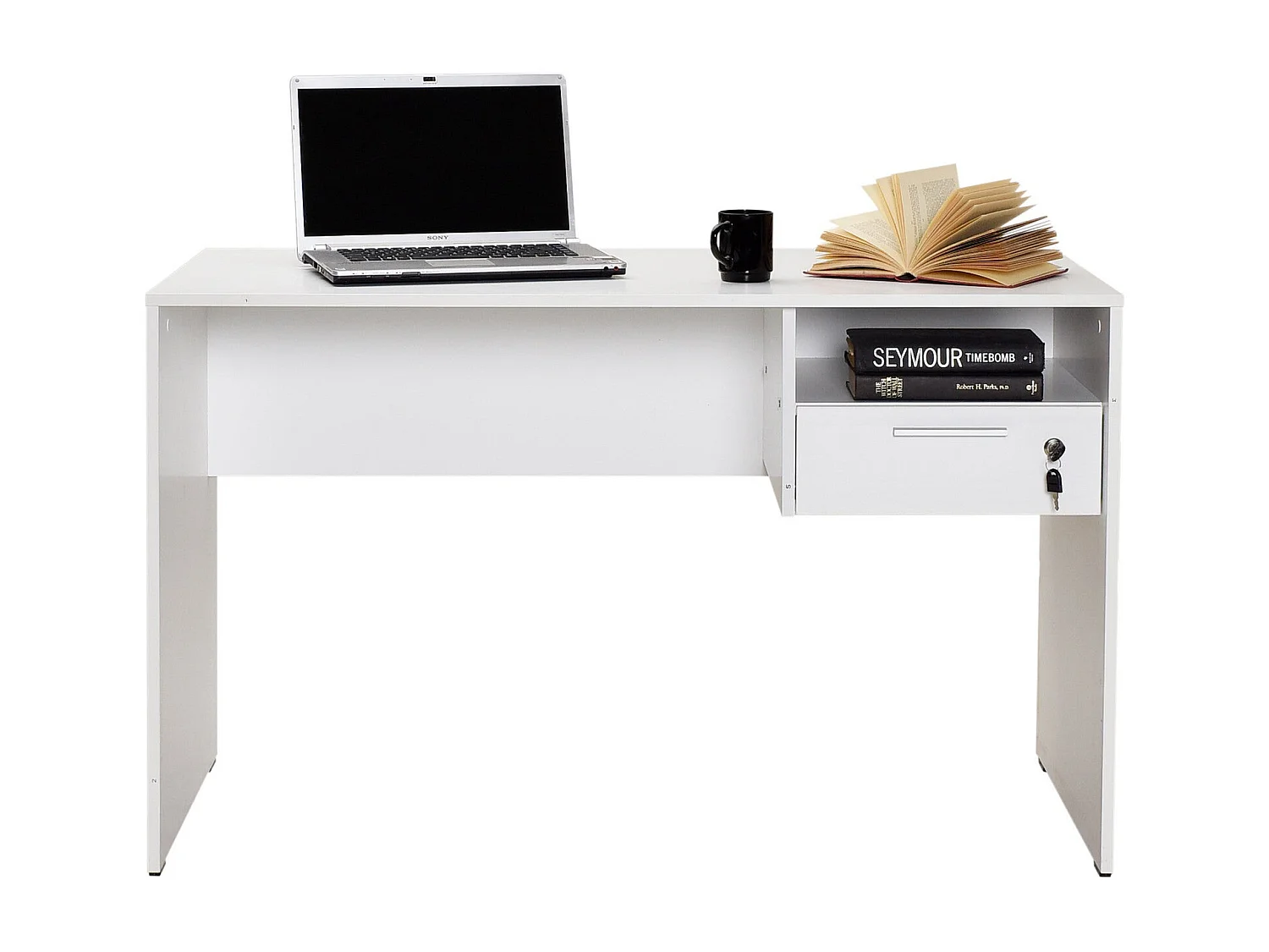 Secretária Moderna "Simple" com Gaveta - 120 x 75 x 60 cm - Elegante Branco