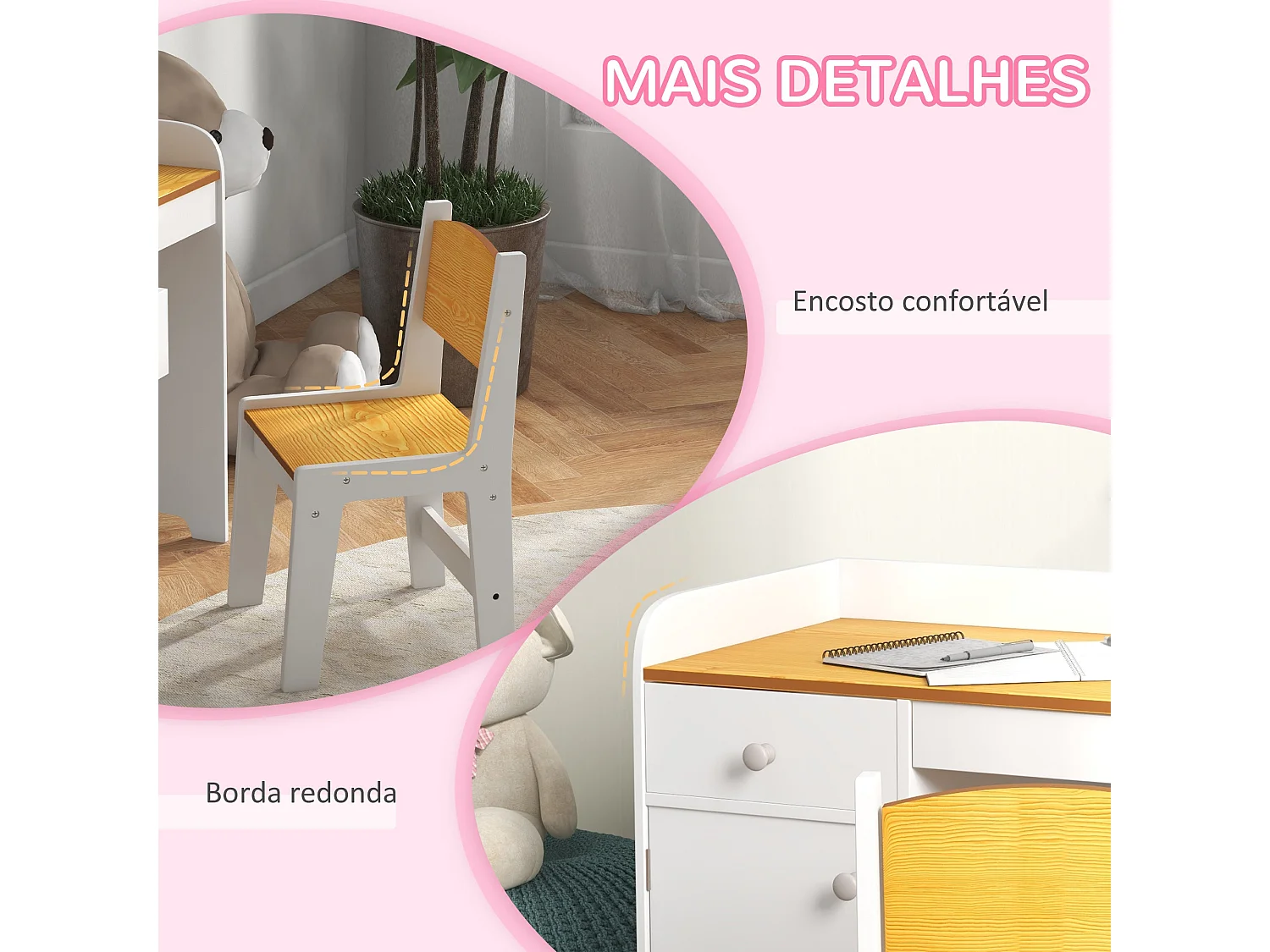 Escritorio infantil Miel Zonekiz silla + cajón + puerta blanco/amarillo