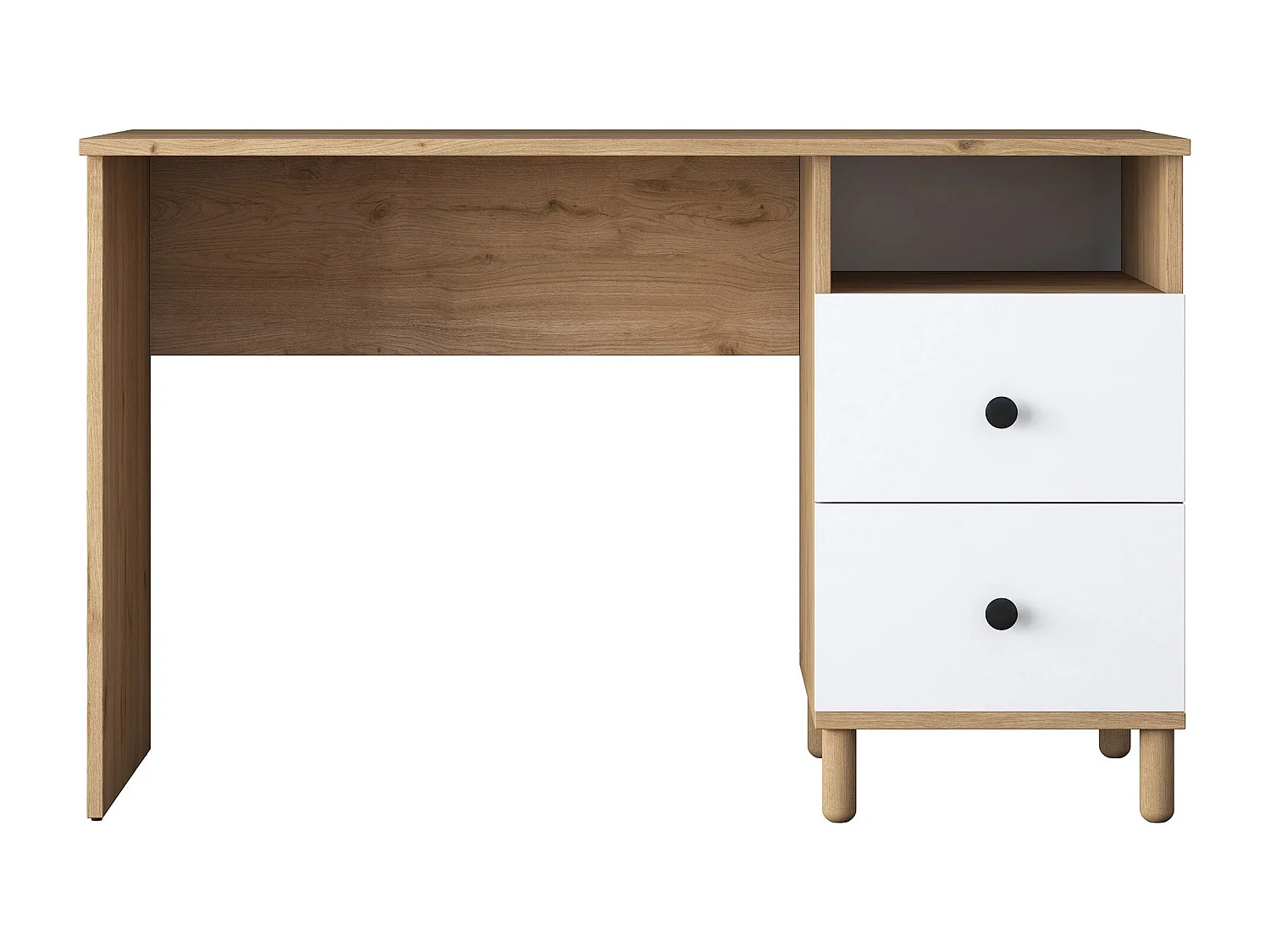 Secretária de Estudo Moderna 'Grand' em Nogueira e Branco – Ideal para Maximizar Espaços de Trabalho