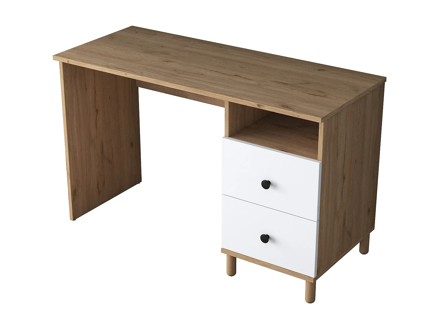 Secretária de Estudo Moderna 'Grand' em Nogueira e Branco – Ideal para Maximizar Espaços de Trabalho