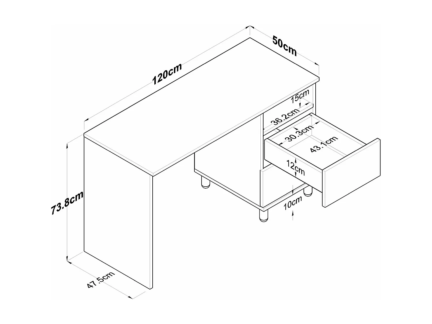 Secretária de Estudo Moderna 'Grand' em Nogueira e Branco – Ideal para Maximizar Espaços de Trabalho