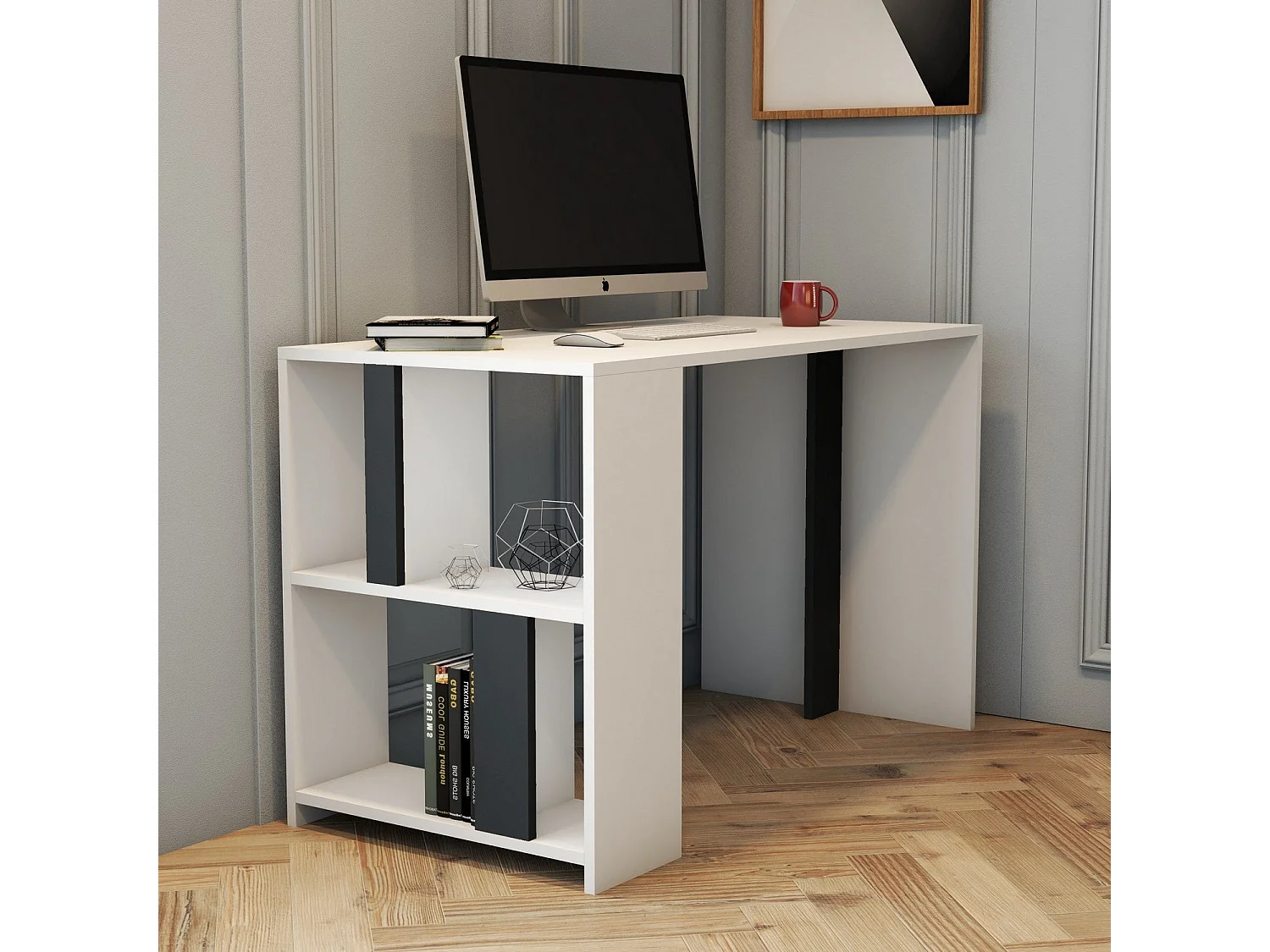 Secretária de Estudo Moderna Lima - Branco e Antracite para Ambientes Inspiradores