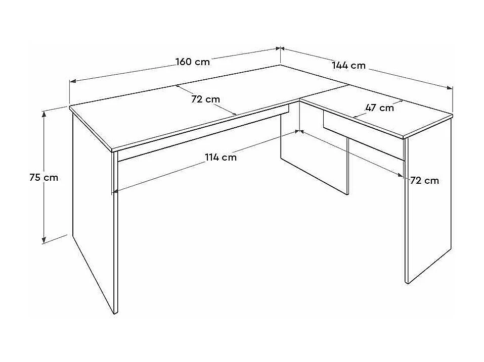 Secretária de Estudo Baltimore - Design Moderno em Nogueira Clara, 160x144x75 cm