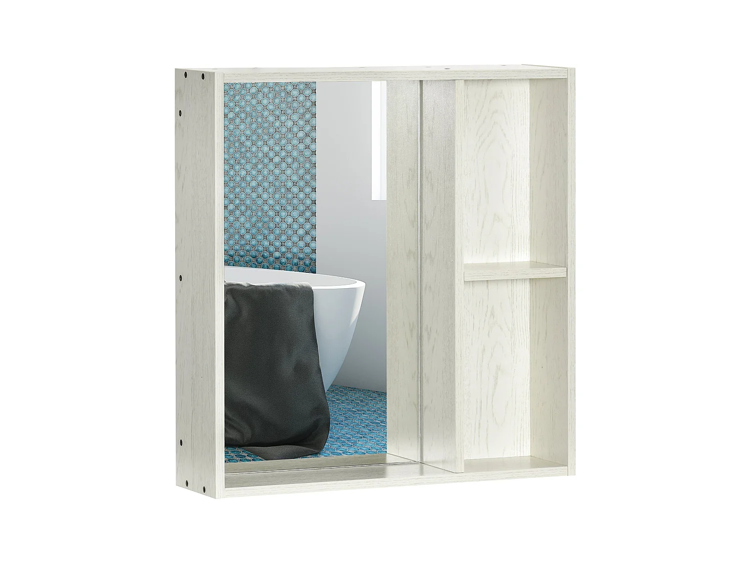Armario de baño Orquídea Kleankin con espejo + 2 compartimentos blanco 65x63x15 cm