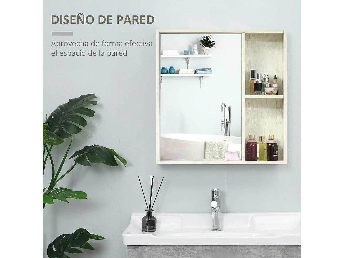 Armario de baño Orquídea Kleankin con espejo + 2 compartimentos blanco 65x63x15 cm
