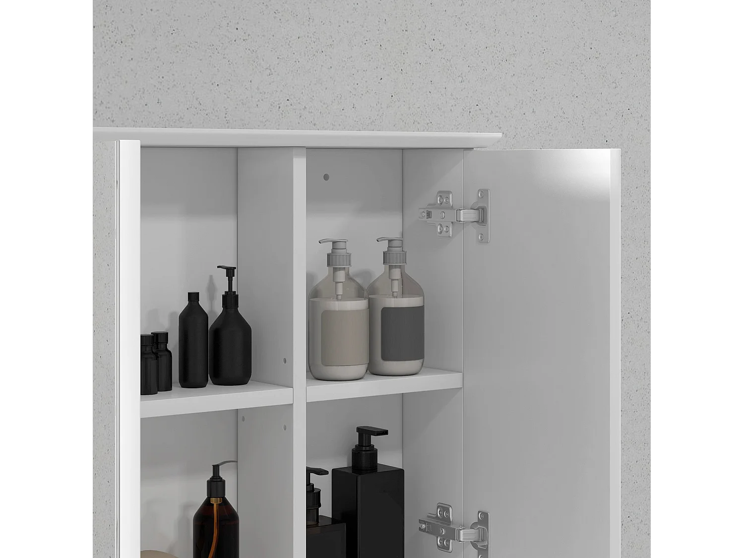 Armário de Banho HOMCOM com Espelho e Prateleira Ajustável - Estilo Moderno 65x15x49 cm Branco