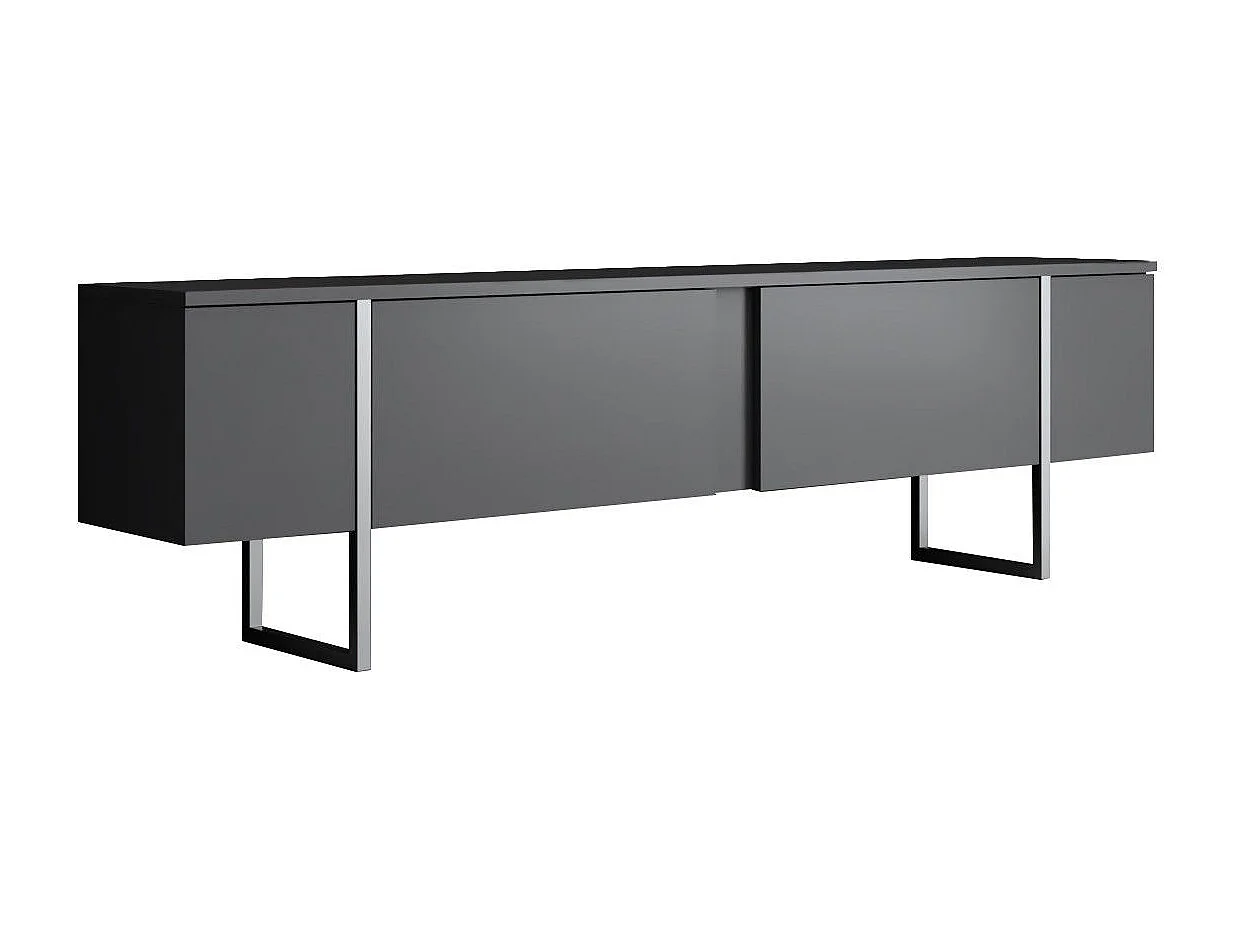 Eleganter TV-Ständer – 180 x 30 x 50 cm – Anthrazit und Silber – Melaminbeschichtete Spanplatte