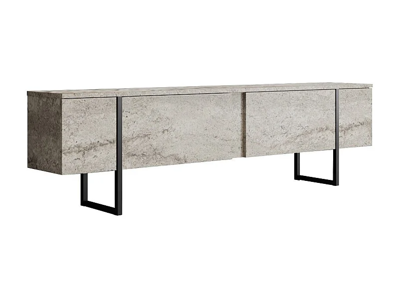 Móvel de TV Madrid em Travertino e Preto - Elegância e Funcionalidade 180x50x30cm