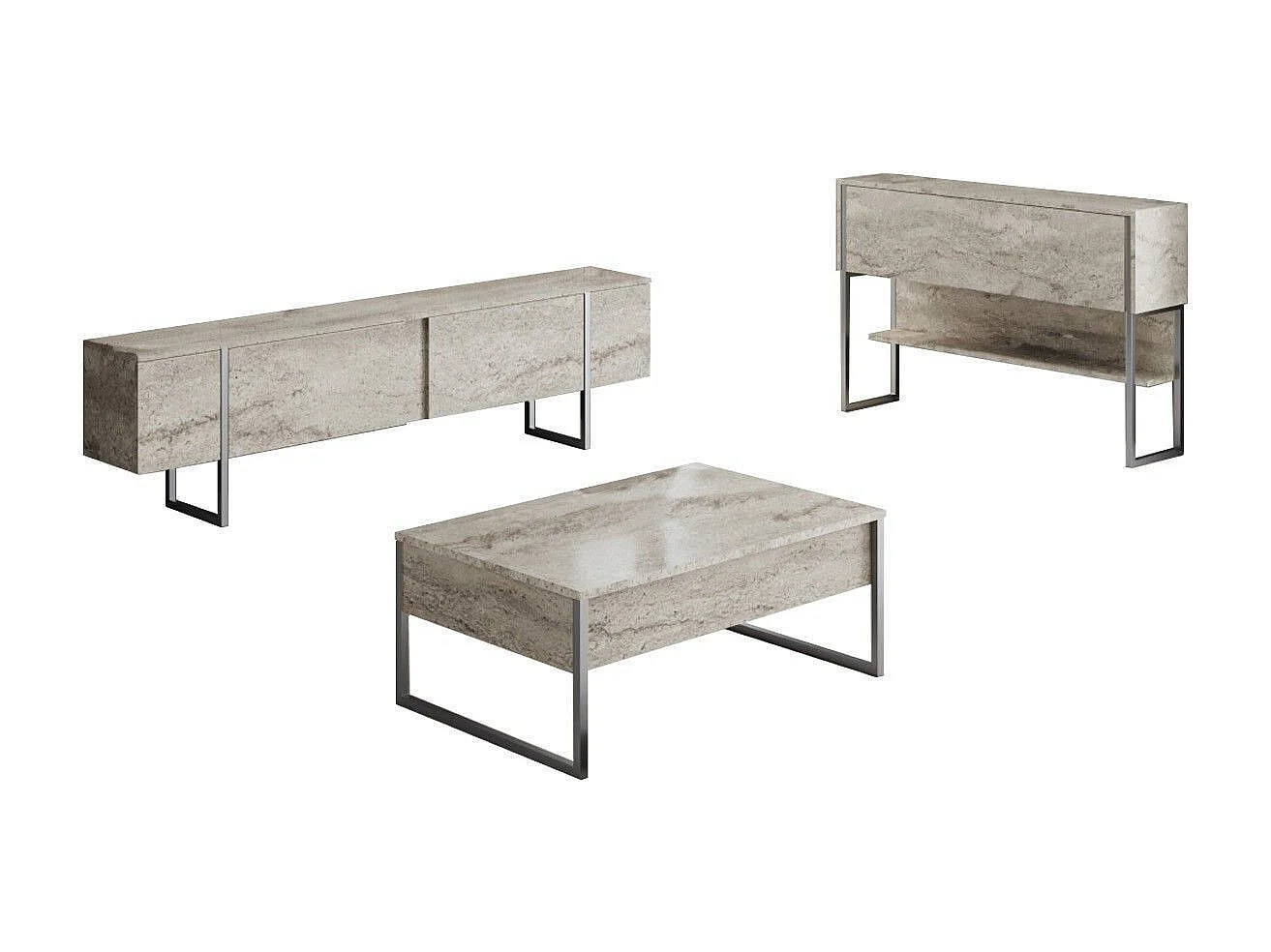 Conjunto de salón Kailua Z121, De color marrón claro|Plata, Aglomerado laminado