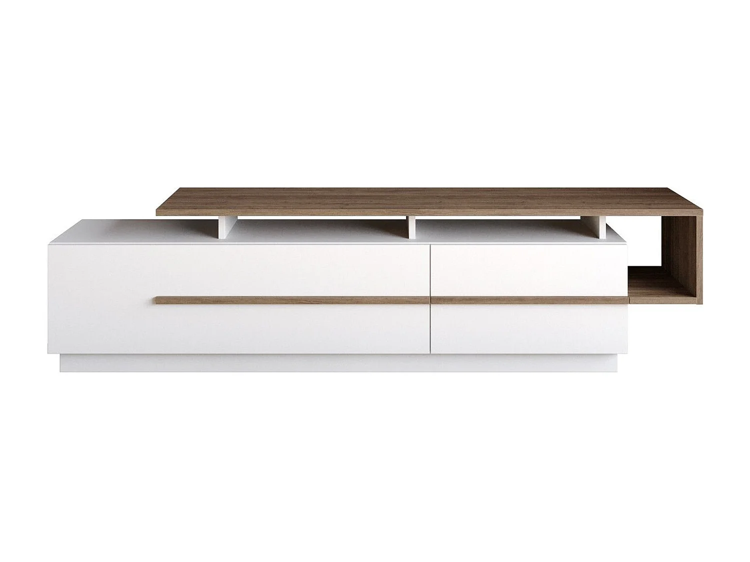 Suporte de TV Moderno em Nogueira e Branco para uma Sala de Estar Sofisticada