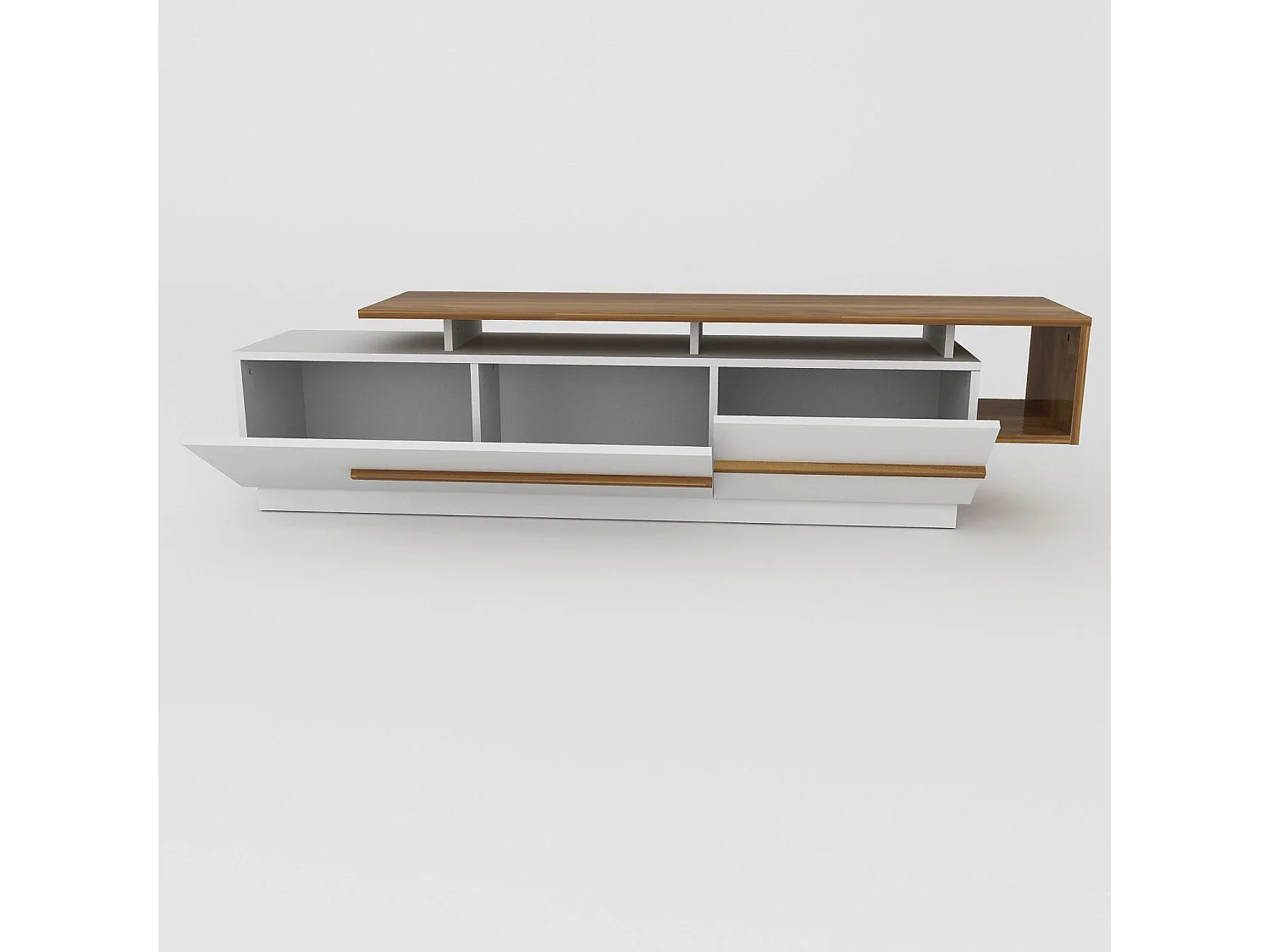 Suporte de TV Moderno em Nogueira e Branco para uma Sala de Estar Sofisticada