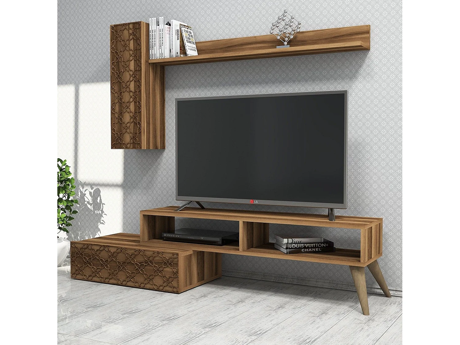 Conjunto de salón Kailua 1561, Nuez, Partes separadas|Con mesa de TV, Aglomerado laminado