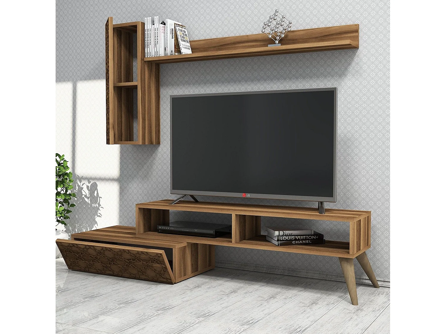 Conjunto de salón Kailua 1561, Nuez, Partes separadas|Con mesa de TV, Aglomerado laminado