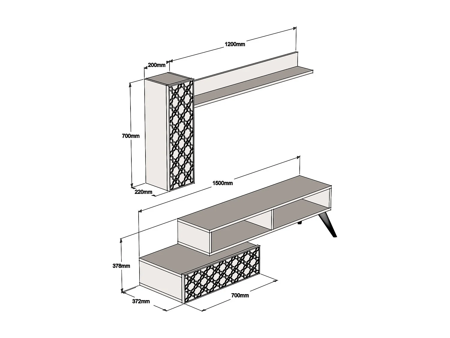 Conjunto de salón Kailua 1561, Nuez, Partes separadas|Con mesa de TV, Aglomerado laminado