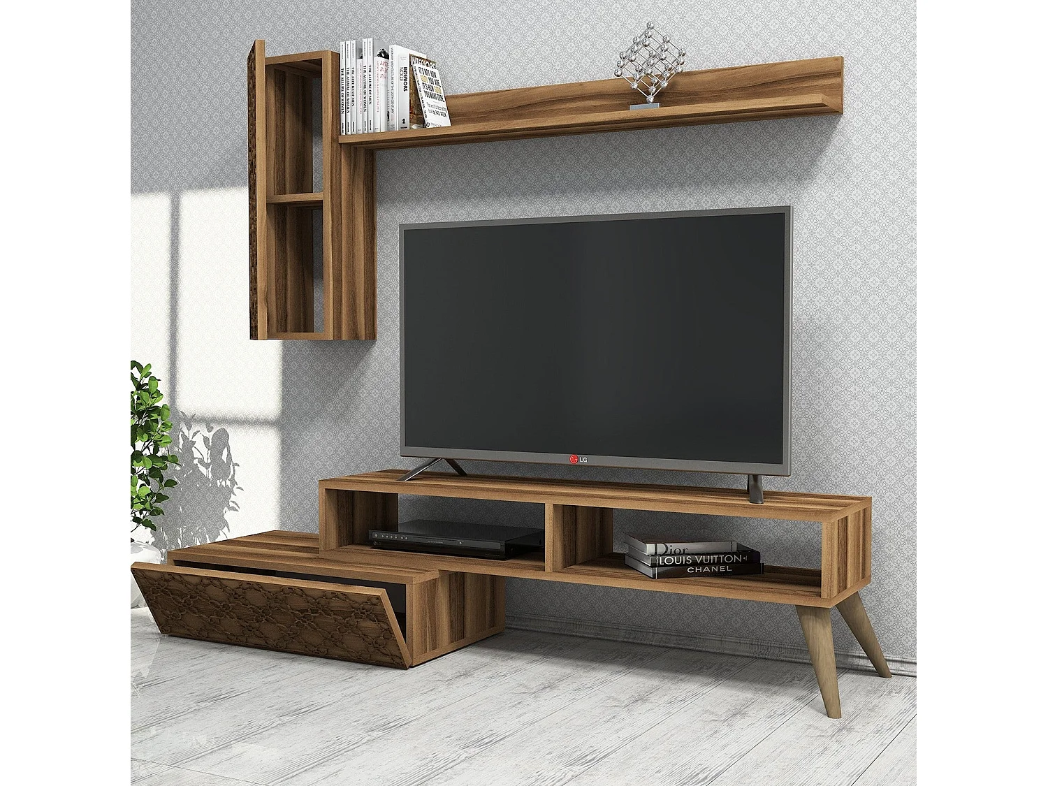 Conjunto de salón Kailua 1561, Nuez, Partes separadas|Con mesa de TV, Aglomerado laminado