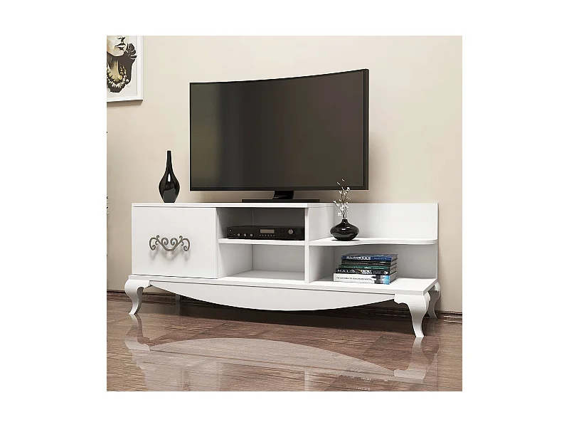 Mueble de TV moderno – 130 cm – blanco – tejido de melamina