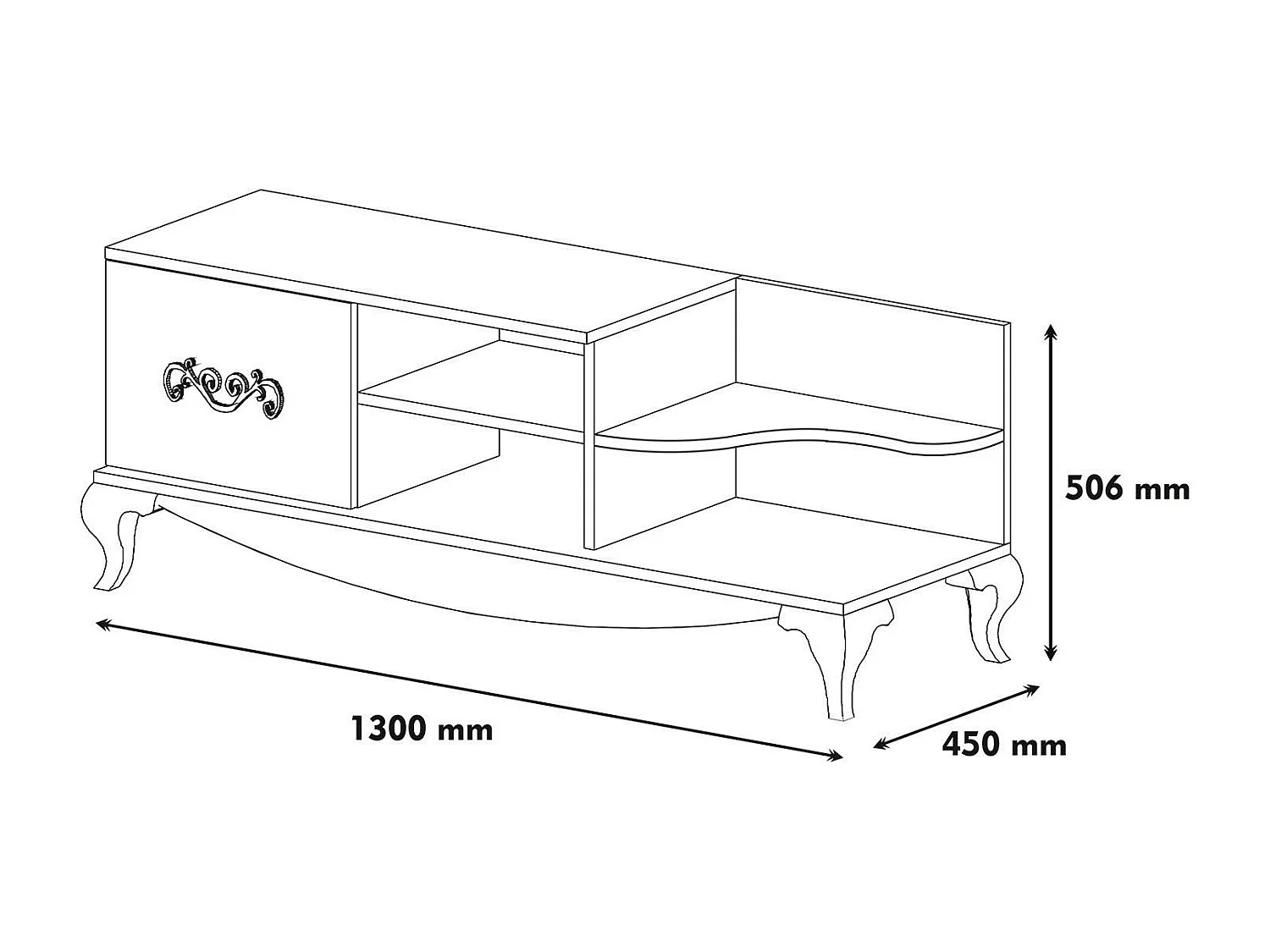 Mueble de TV moderno – 130 cm – blanco – tejido de melamina