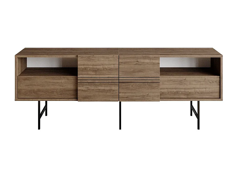 Suporte para TV Moderno Derin em Nogueira e Preto - Elegância e Funcionalidade