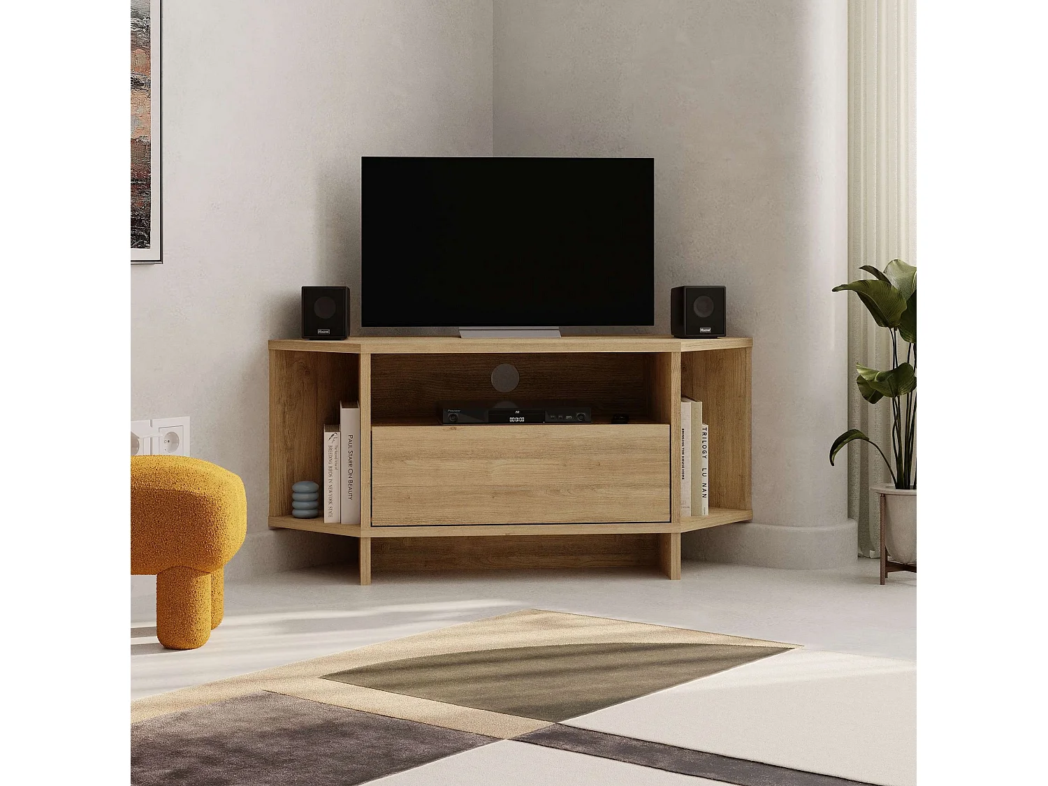 Suporte para TV "Viva" em Carvalho Safira – Design Moderno e Funcional – 95,7 x 45 x 35,4 cm