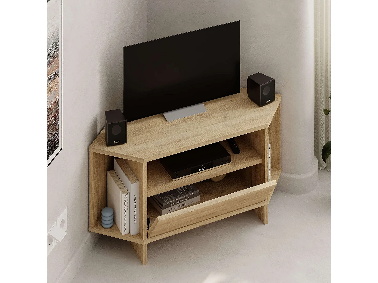 Suporte para TV "Viva" em Carvalho Safira – Design Moderno e Funcional – 95,7 x 45 x 35,4 cm