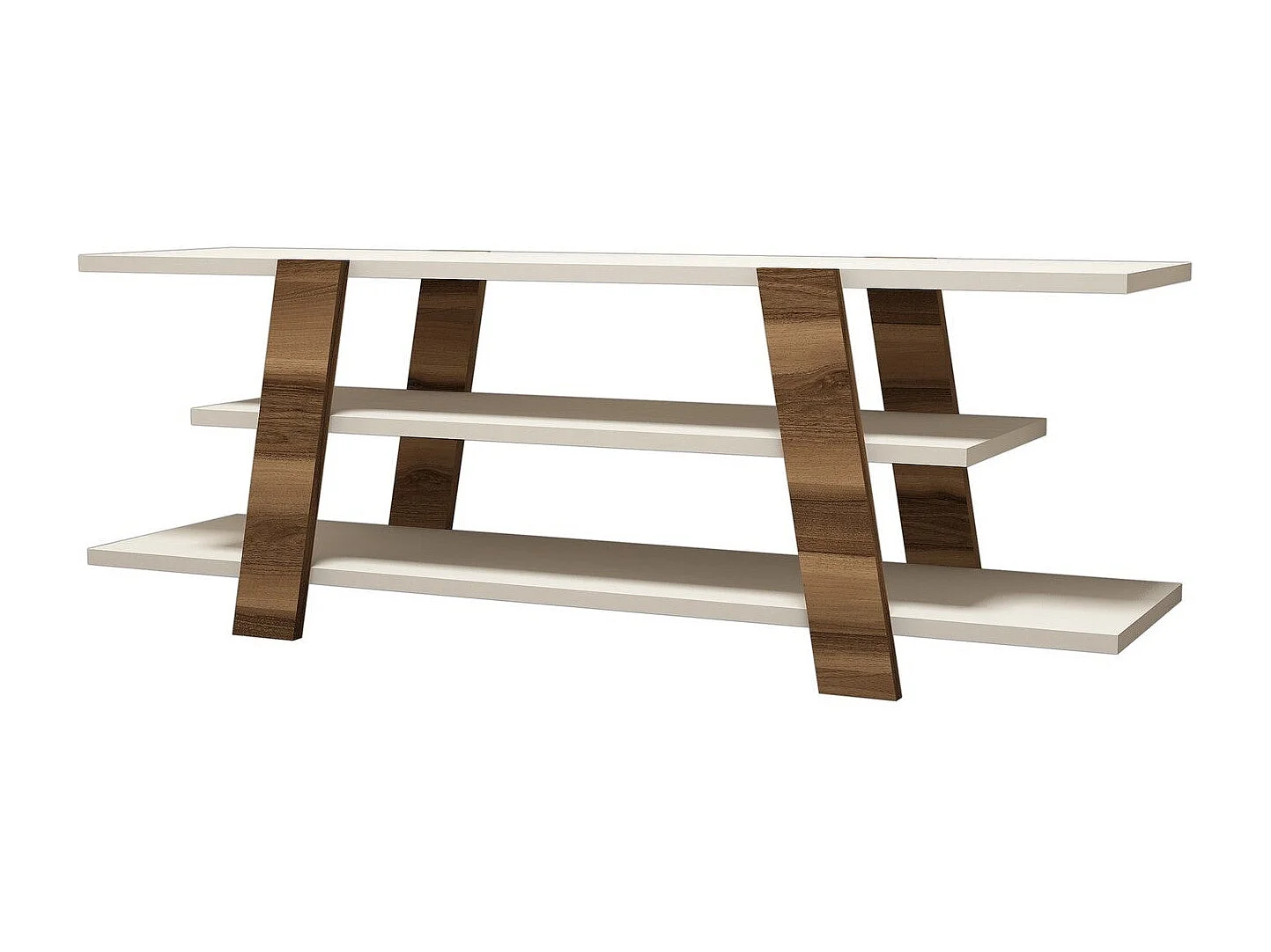 Moderner TV-Ständer – 120 x 42 x 33,6 cm – Walnuss und Creme – Melaminbeschichtete Spanplatte