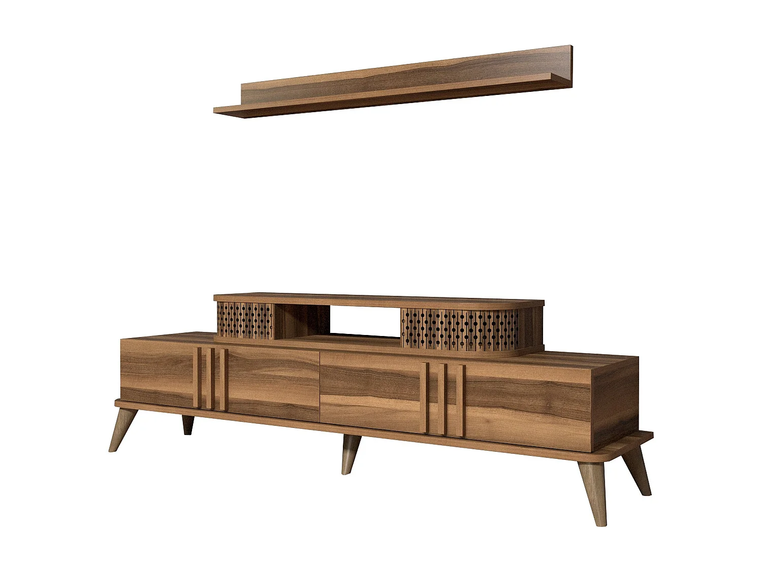 Mueble de TV moderno – 168 cm – nogal – melamina