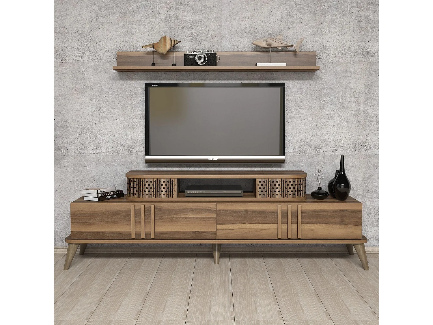 Mobile porta TV moderno – 168 cm – noce – melaminico