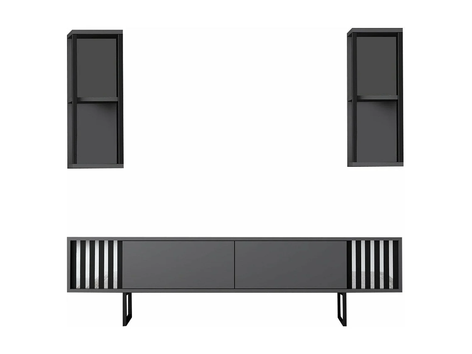 Conjunto de Mobiliário de Sala de Estar Chrome Line - Antracite e Preto