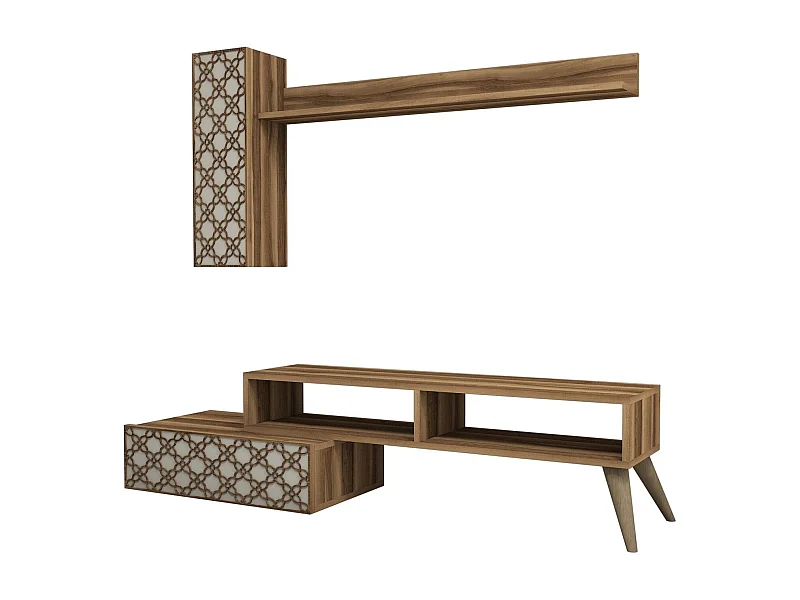 Conjunto de salón Kailua 1561, Nuez|Crema, Partes separadas|Con mesa de TV, 150x37cm