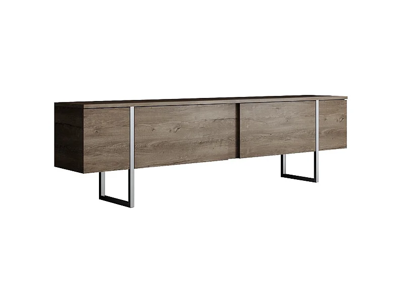 Mueble de TV – 180 x 30 x 50 cm – Nogal y Plata – Tablero de partículas recubierto de melamina