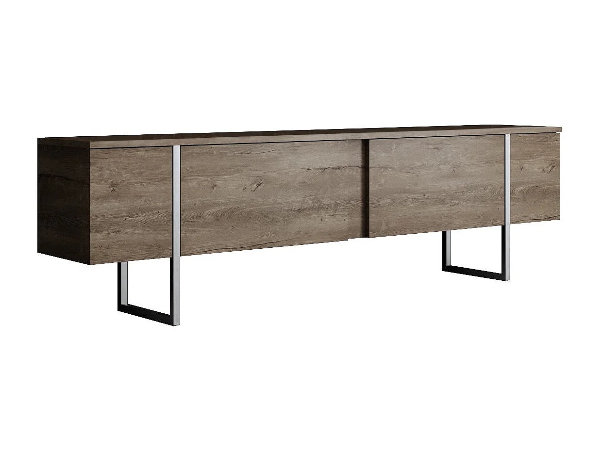 Mueble de TV – 180 x 30 x 50 cm – Nogal y Plata – Tablero de partículas recubierto de melamina