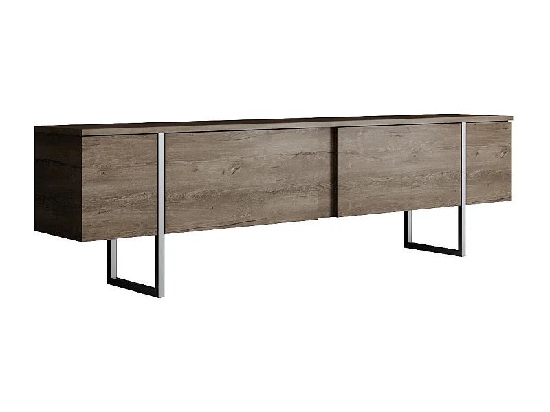 Móvel de TV Moderno "Madrid" em Nogueira e Prata - Dimensões 180x50x30cm
