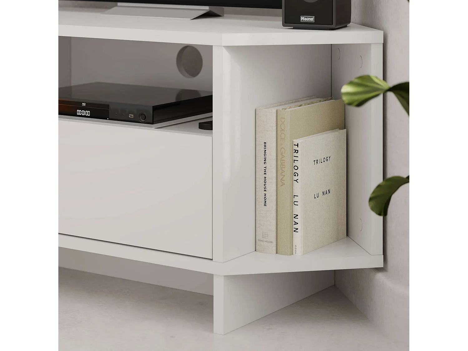 Mesa de TV Moderna "Viva" em Branco - 95,7 x 45 x 35,4 cm para Sala de Estar Elegante
