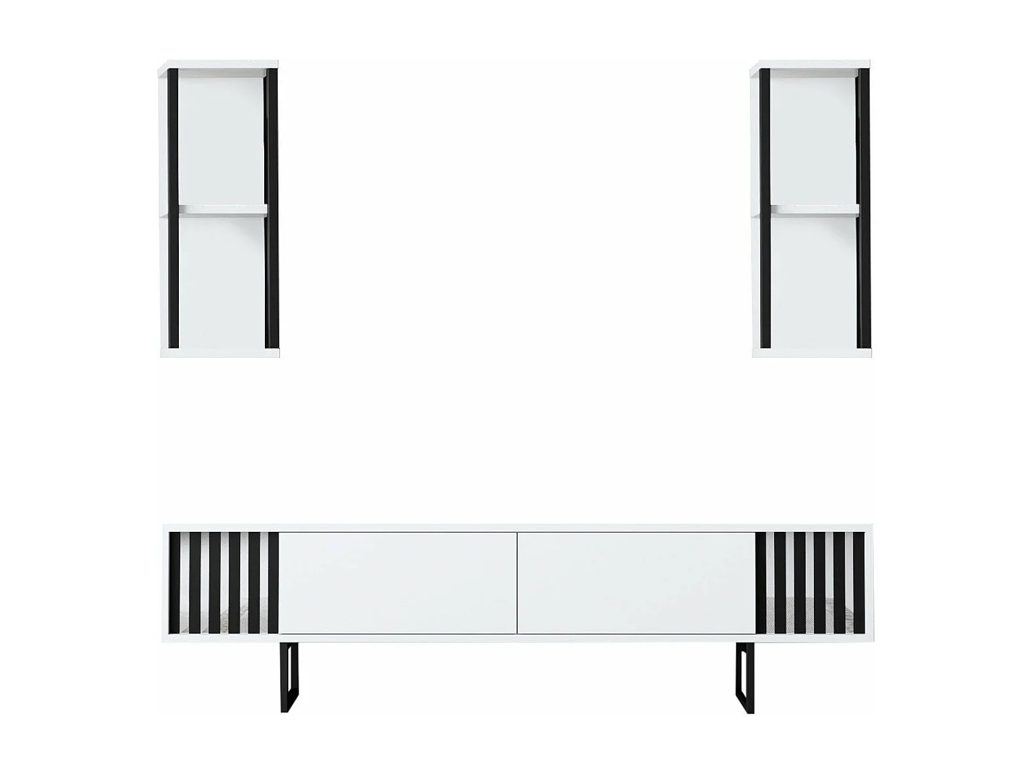 Conjunto de Móveis Chrome Line - Elegância em Branco e Preto