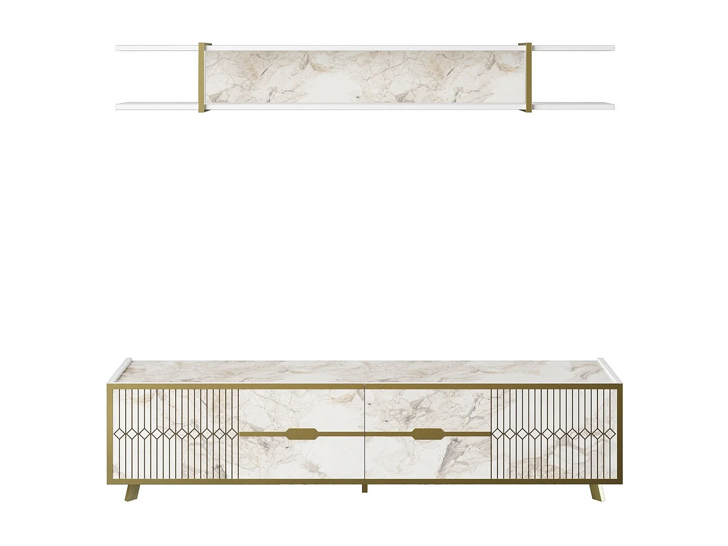 Moderner TV-Ständer – 180 cm – weiß – Spanplatte mit Melaminbeschichtung