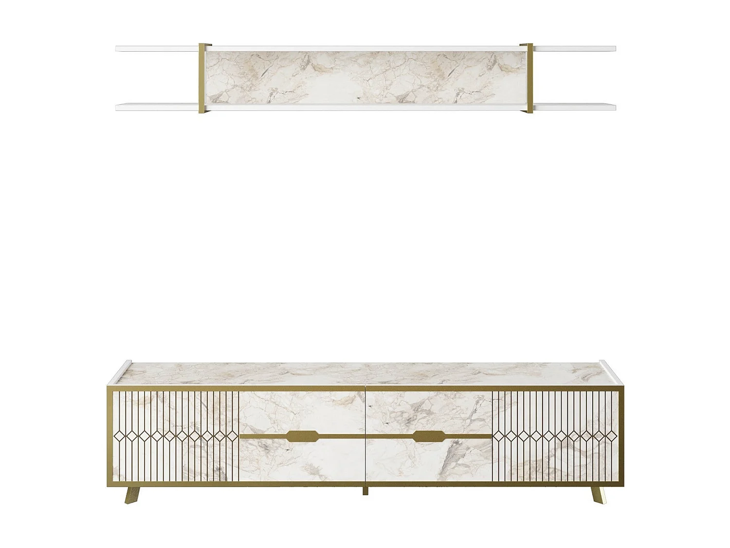 Moderner TV-Ständer – 180 cm – weiß – Spanplatte mit Melaminbeschichtung