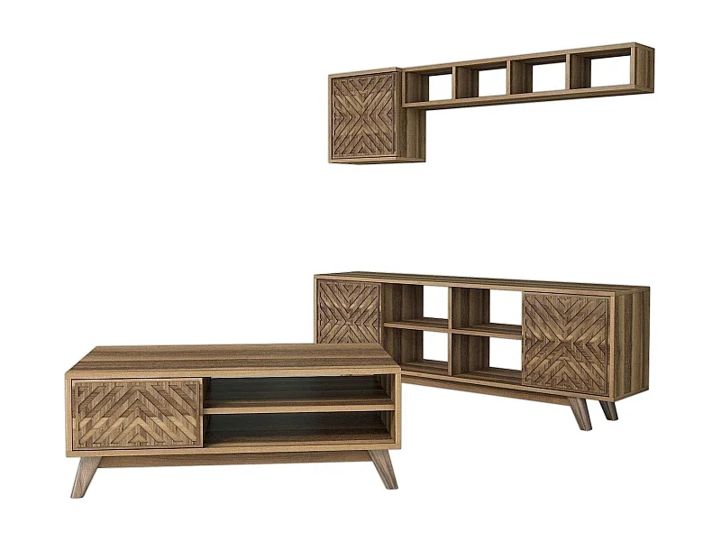 Ensemble meuble de salon Waevo Bois foncé