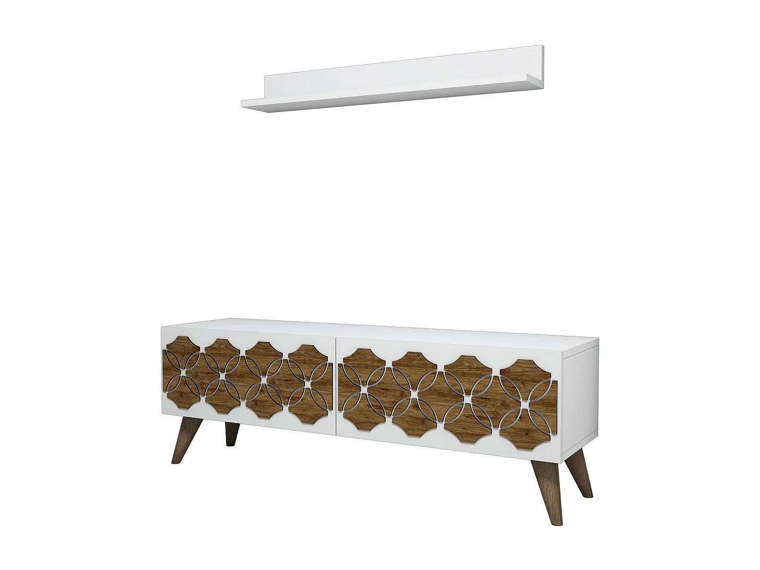 Mueble de TV moderno – 120 cm – Blanco – Tablero de partículas recubierto 100% melamina