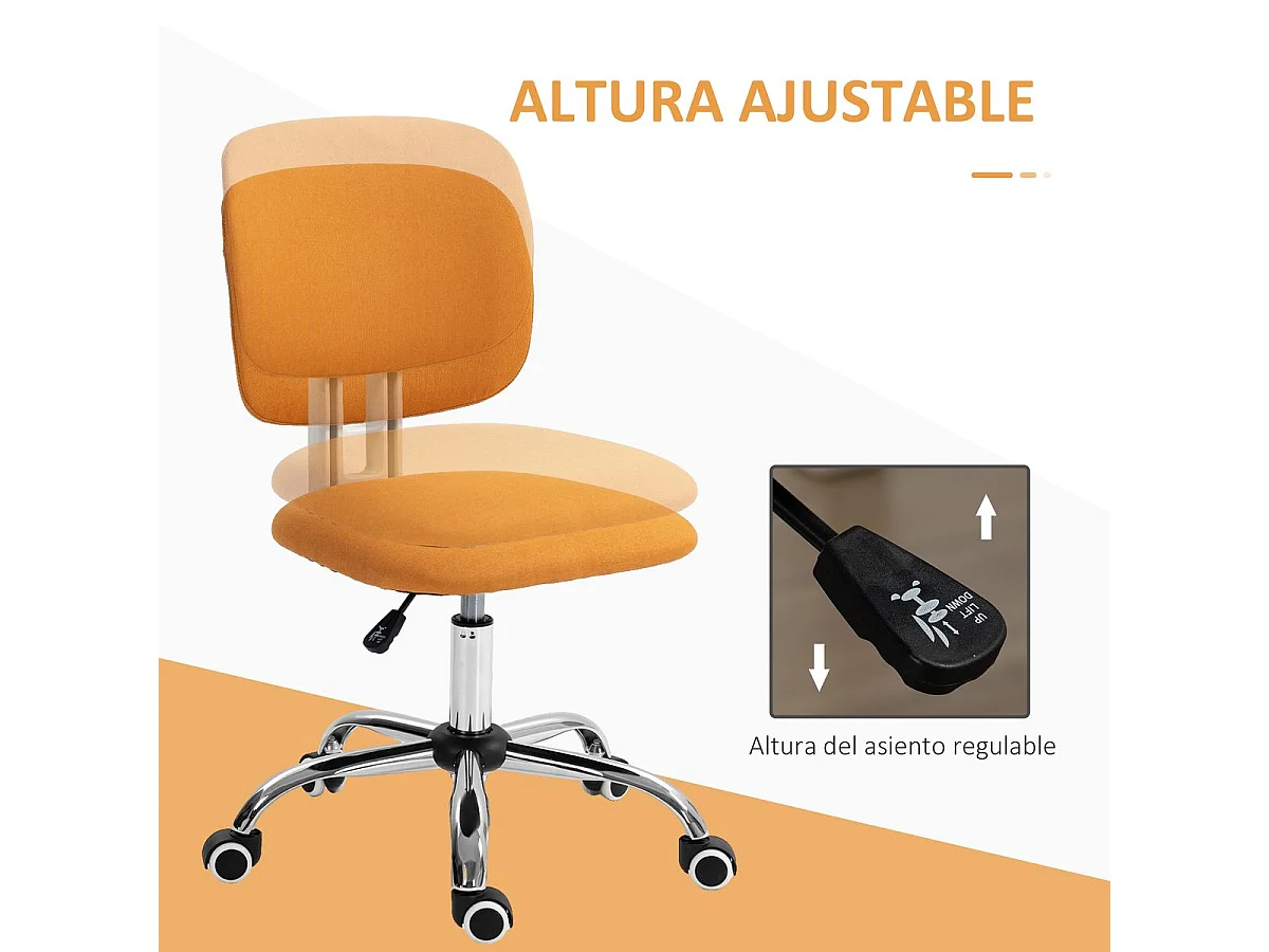 Silla de oficina naranja 48x53x90 cm Vinsetto