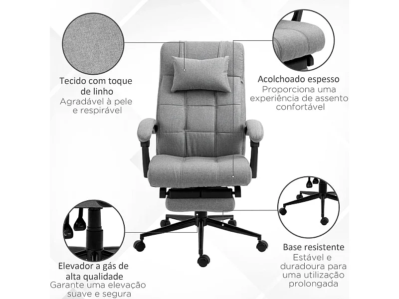 Silla de oficina gris 66x76x124 cm Vinsetto